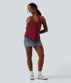 Halter Casual Tank Top — Cabernet — view 6