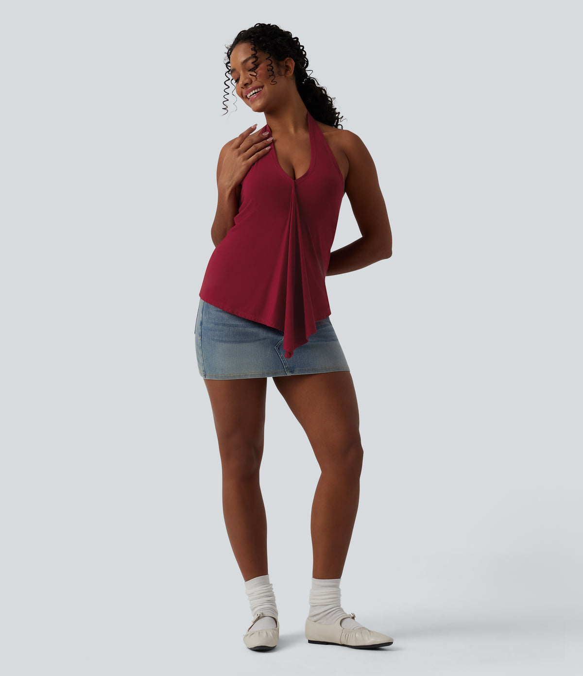 Halter Casual Tank Top — Cabernet — view 6