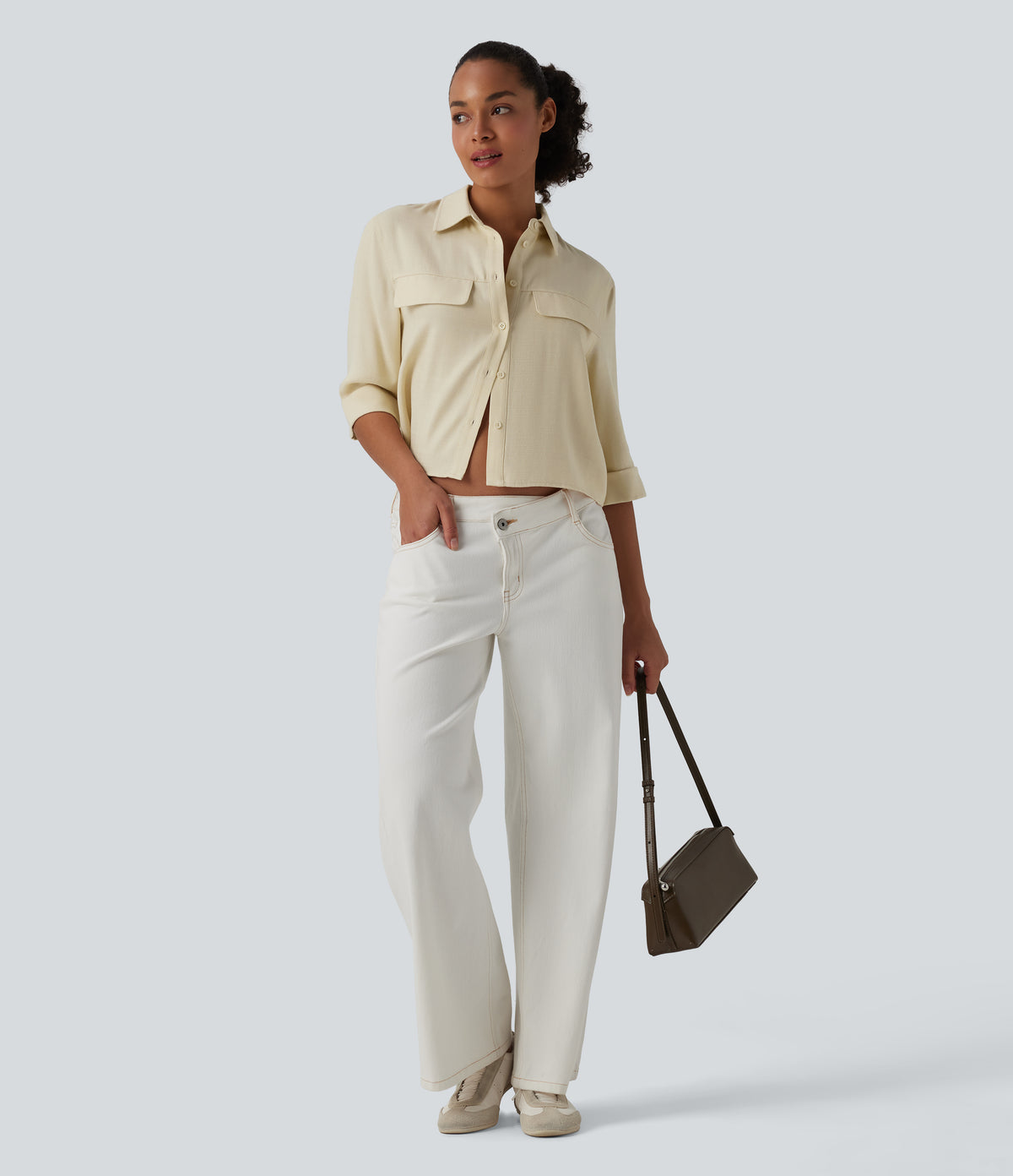 Half Sleeve Casual Linen-Blend Shirt — Desert Veil — view 6