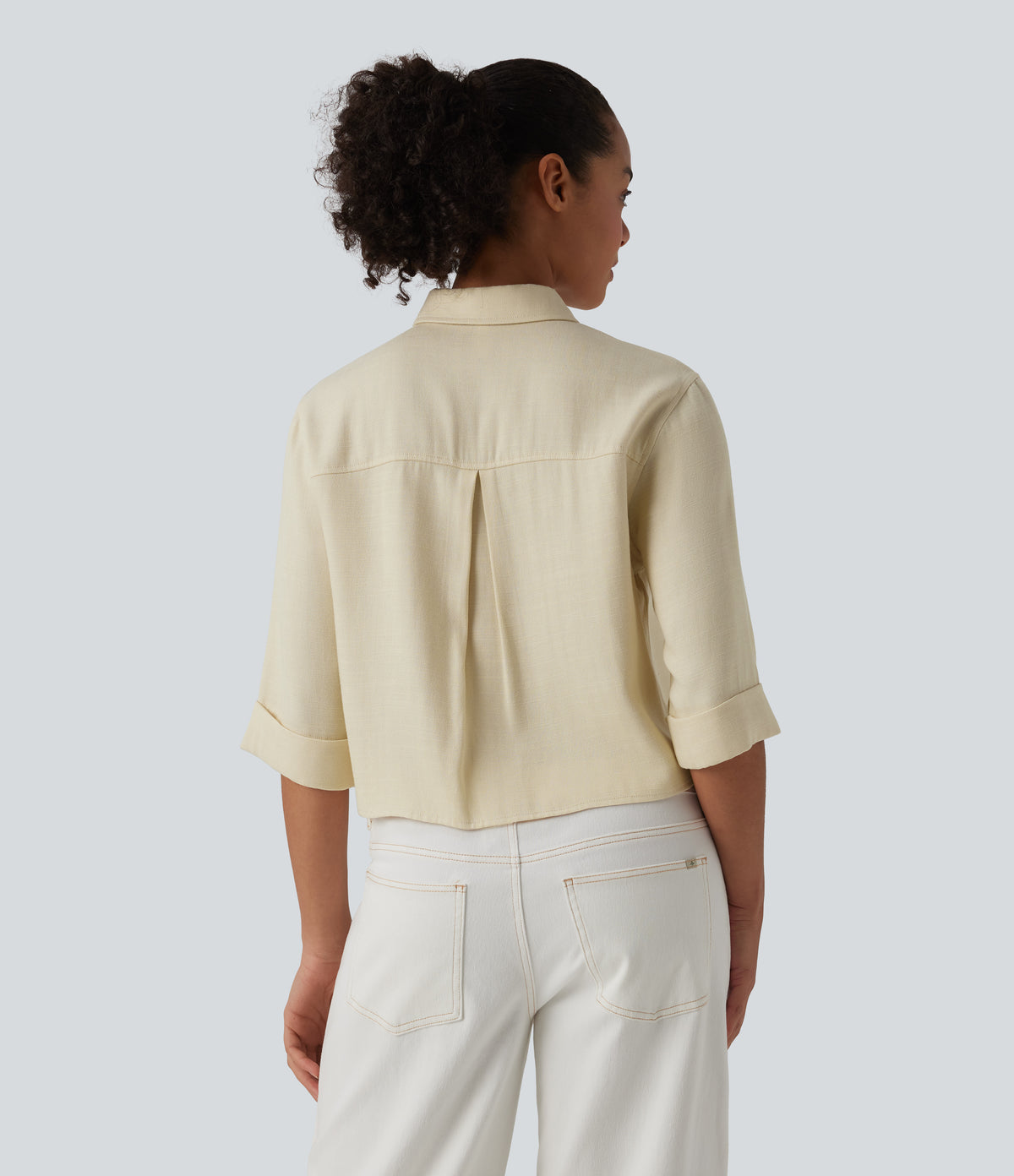 Half Sleeve Casual Linen-Blend Shirt — Desert Veil — view 2