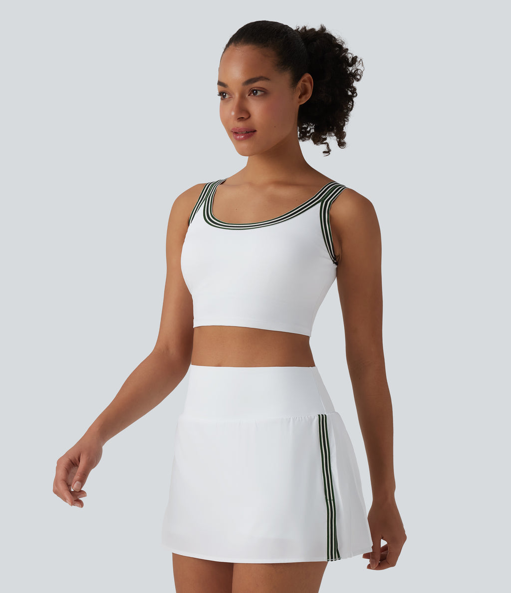 U-Neck Stripes 2-in-1 Pickleball Tank Top — White — view 4