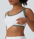 U-Neck Stripes 2-in-1 Pickleball Tank Top — White — view 1
