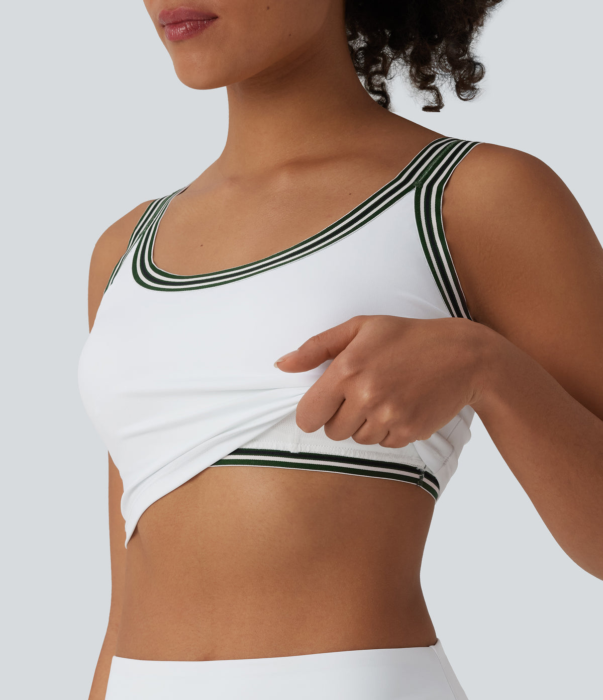 U-Neck Stripes 2-in-1 Pickleball Tank Top — White — view 1
