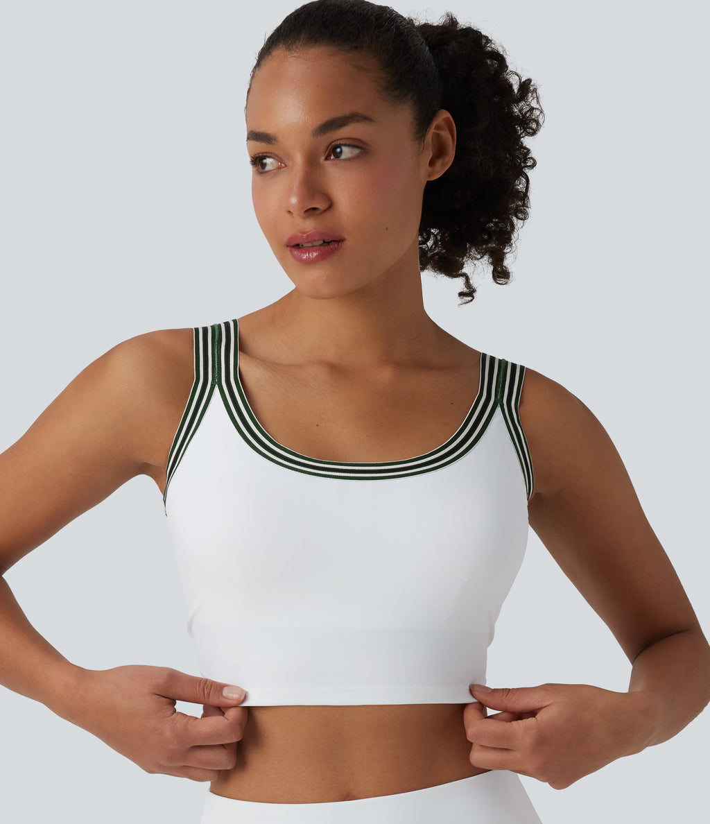 U-Neck Stripes 2-in-1 Pickleball Tank Top — White — view 6