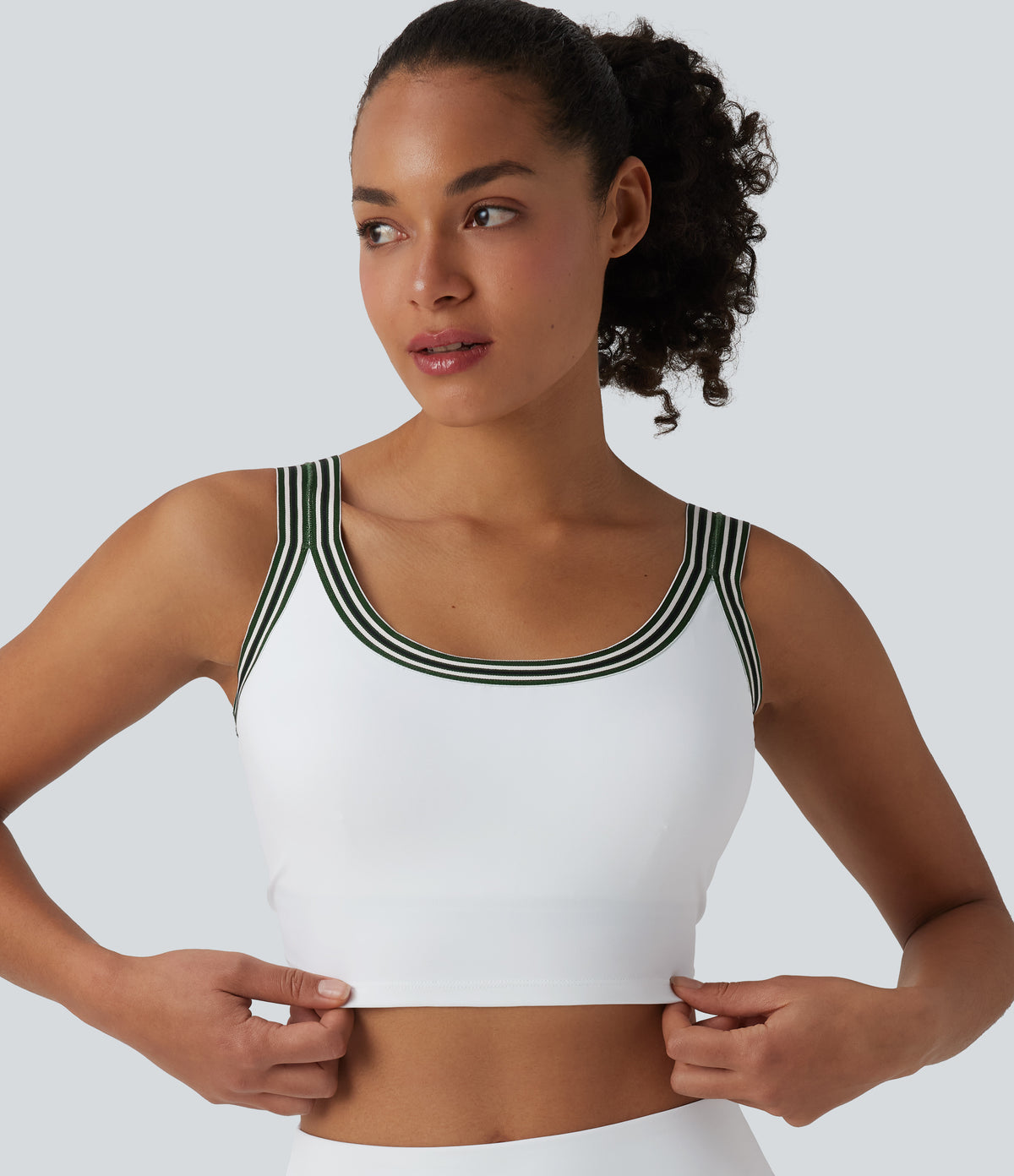 U-Neck Stripes 2-in-1 Pickleball Tank Top — White — view 6