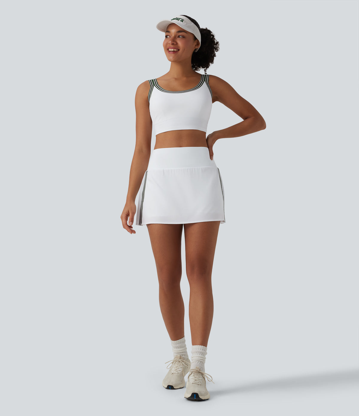 U-Neck Stripes 2-in-1 Pickleball Tank Top — White — view 7