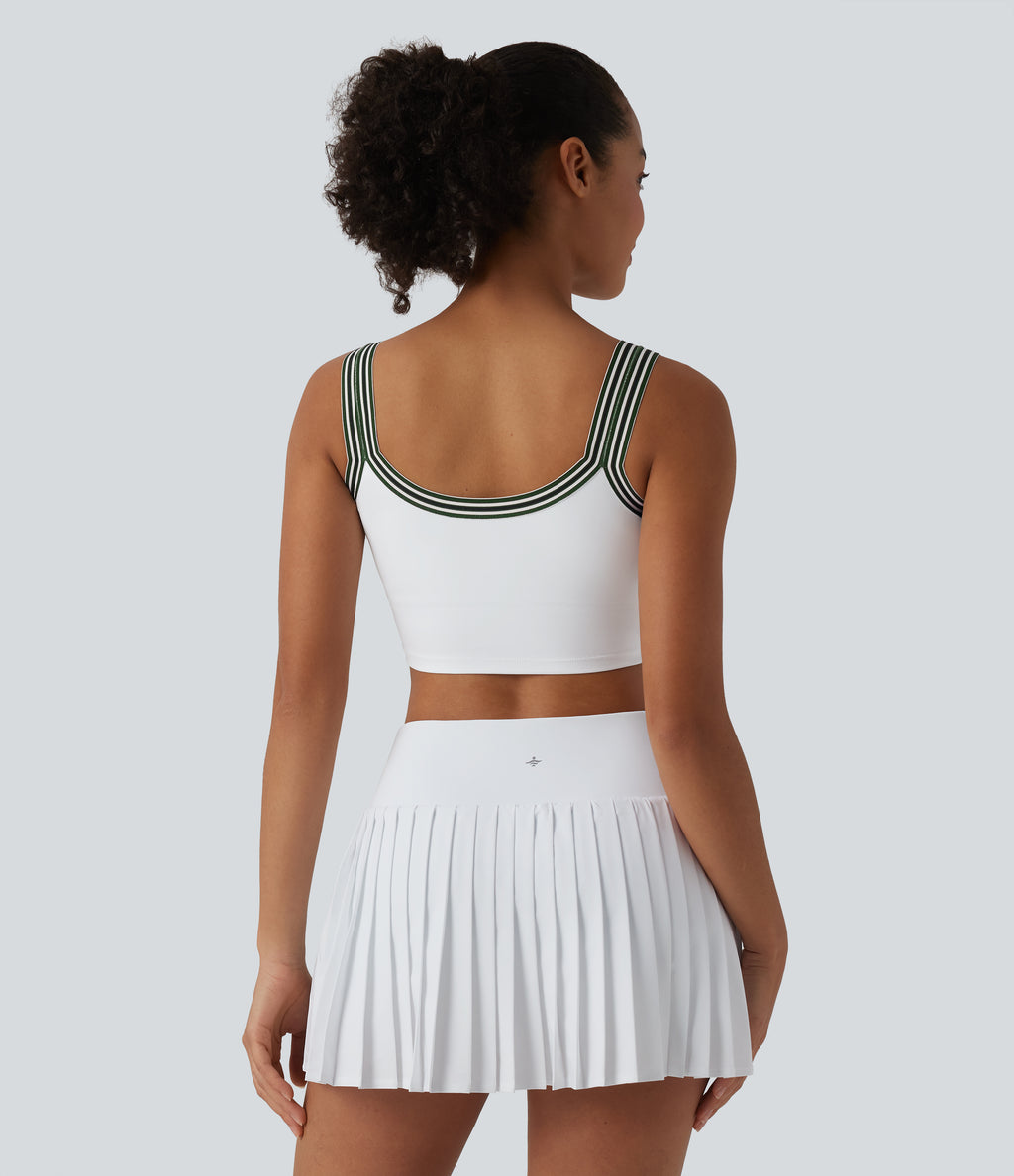 U-Neck Stripes 2-in-1 Pickleball Tank Top — White — view 2