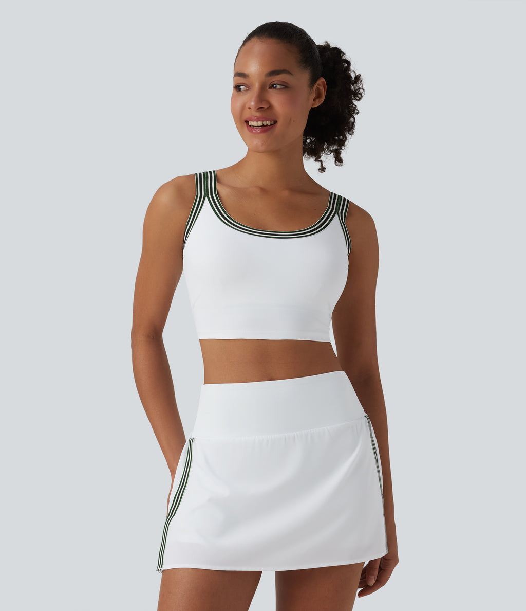 U-Neck Stripes 2-in-1 Pickleball Tank Top — White — view 3
