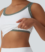 U-Neck Stripes 2-in-1 Pickleball Tank Top — White — view 5