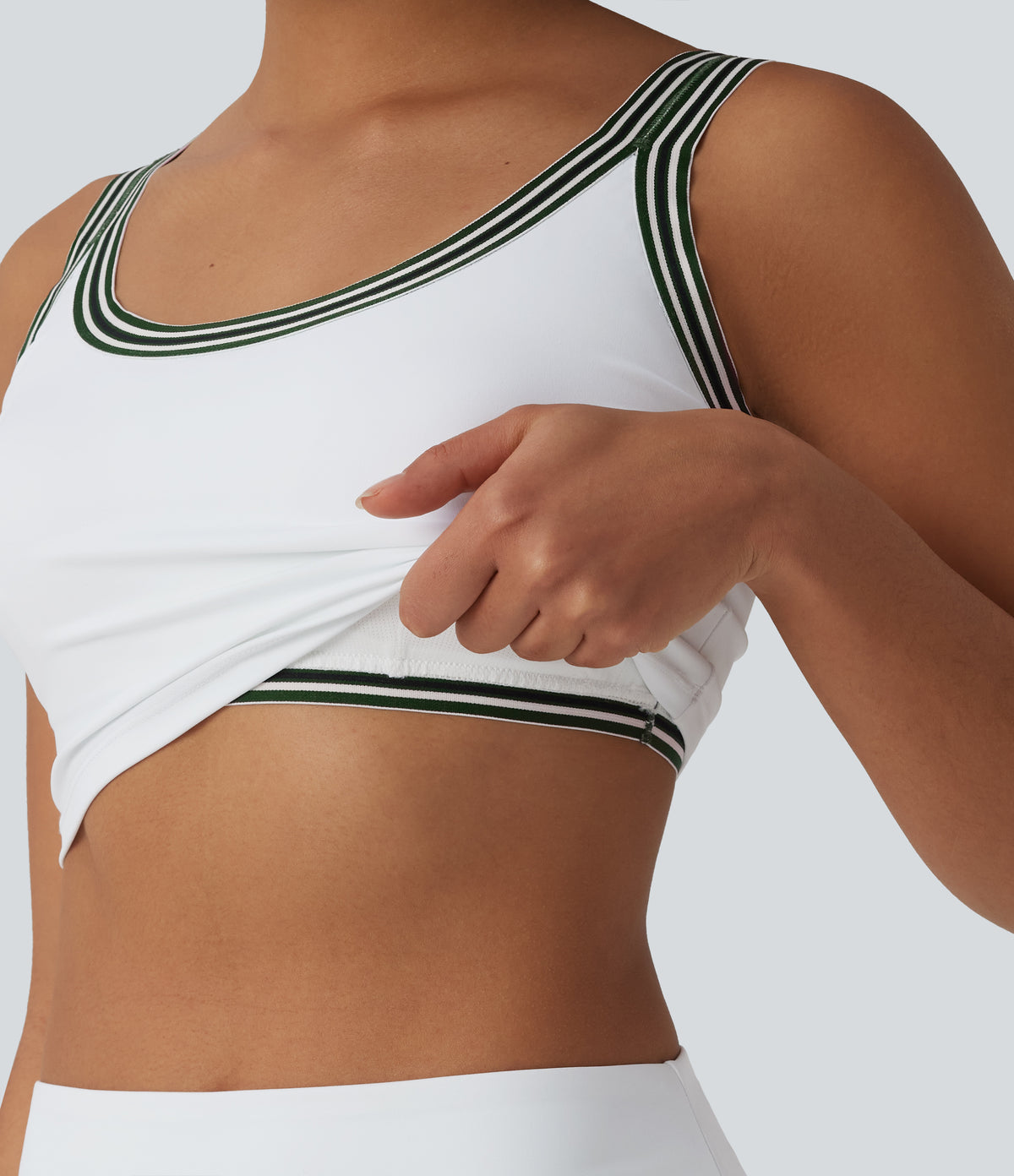 U-Neck Stripes 2-in-1 Pickleball Tank Top — White — view 5
