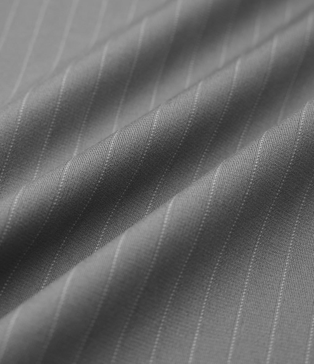 High Waisted Straight Leg Stripe Work Trousers with Pockets — Dusk Smoke Pinstripe — view 7