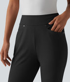 High Waisted Tapered Golf Trousers with Pockets — Black — view 6
