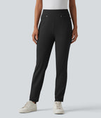 High Waisted Tapered Golf Trousers with Pockets — Black — view 3