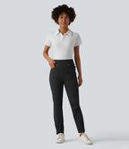 High Waisted Tapered Golf Trousers with Pockets — Black — view 7