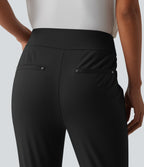 High Waisted Tapered Golf Trousers with Pockets — Black — view 5