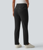 High Waisted Tapered Golf Trousers with Pockets — Black — view 2