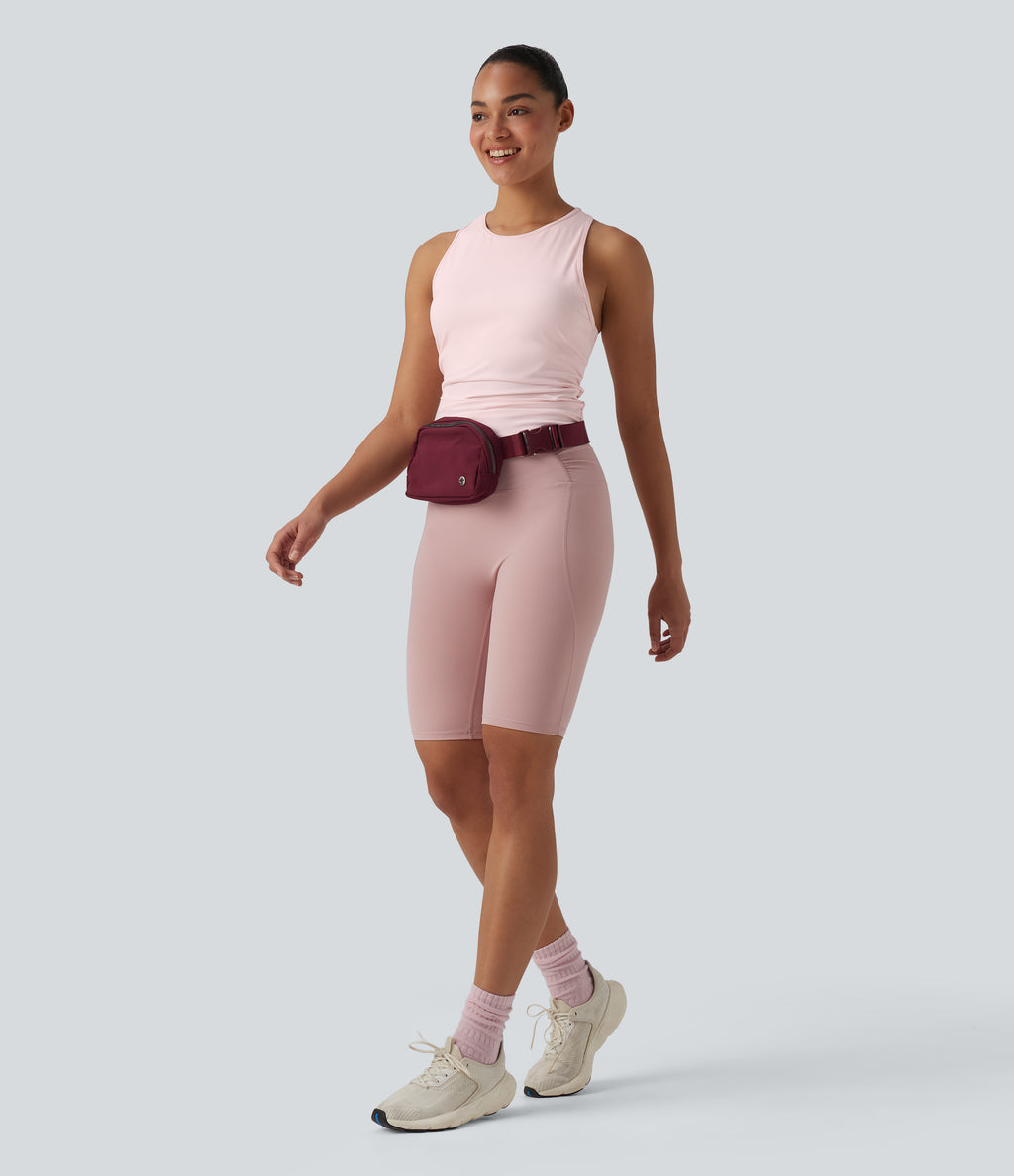 Round Neck Racerback InstantCool Yoga Tank Top — Primrose Pink — view 7
