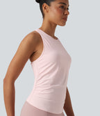 Round Neck Racerback InstantCool Yoga Tank Top — Primrose Pink — view 6