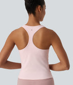 Round Neck Racerback InstantCool Yoga Tank Top — Primrose Pink — view 4