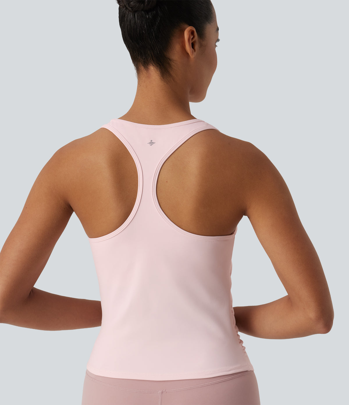 Round Neck Racerback InstantCool Yoga Tank Top — Primrose Pink — view 4