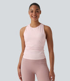 Round Neck Racerback InstantCool Yoga Tank Top — Primrose Pink — view 2