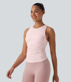 Round Neck Racerback InstantCool Yoga Tank Top — Primrose Pink — view 3