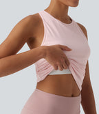 Round Neck Racerback InstantCool Yoga Tank Top — Primrose Pink — view 5