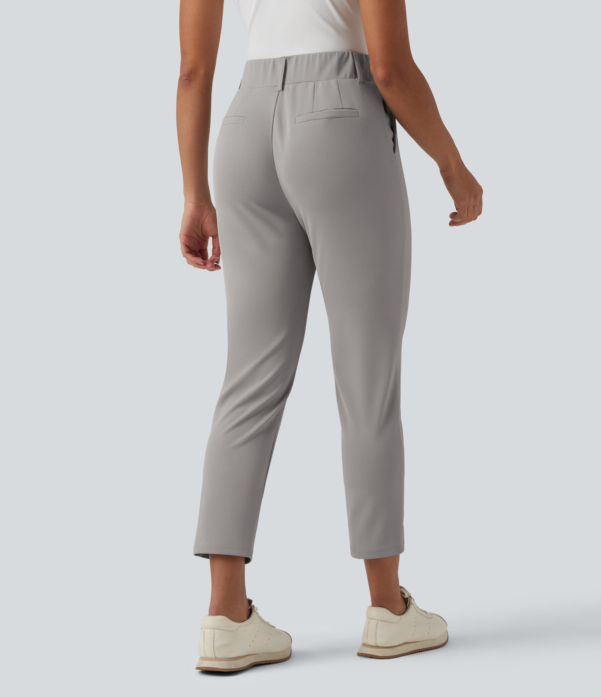High Waisted Tapered Crepe Golf Trousers with Pockets — Paloma — view 2