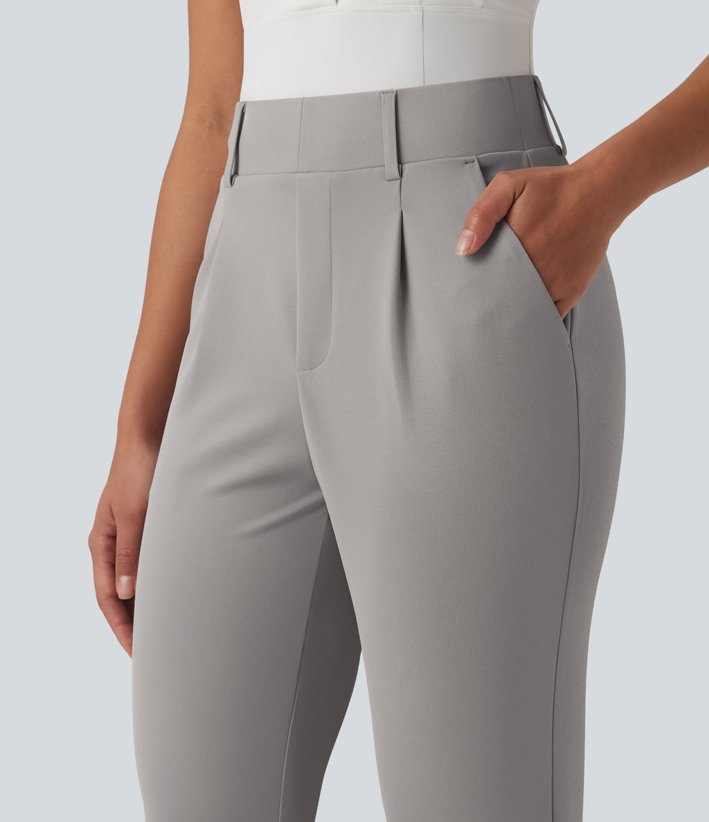 High Waisted Tapered Crepe Golf Trousers with Pockets — Paloma — view 5
