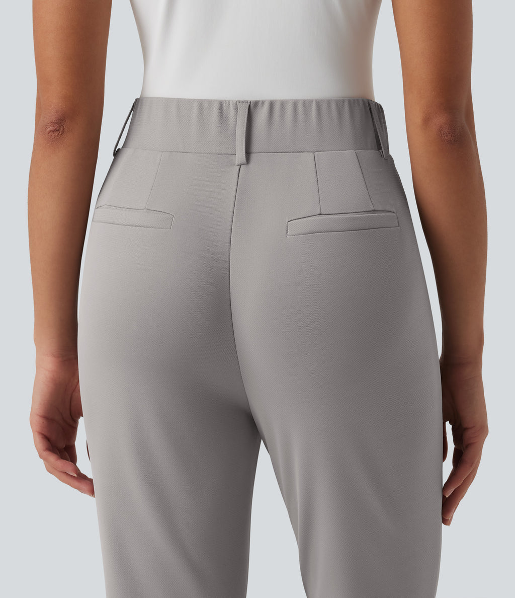 High Waisted Tapered Crepe Golf Trousers with Pockets — Paloma — view 6