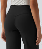 High Waisted Tummy Control Casual Bootcut Trousers with Pockets — Black — view 5