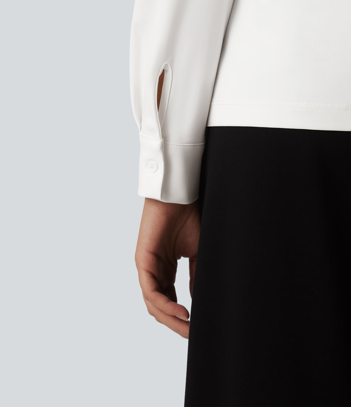 Wrinkle Recovery Collar Long Sleeve Quick Dry Work Shirt — White — view 5