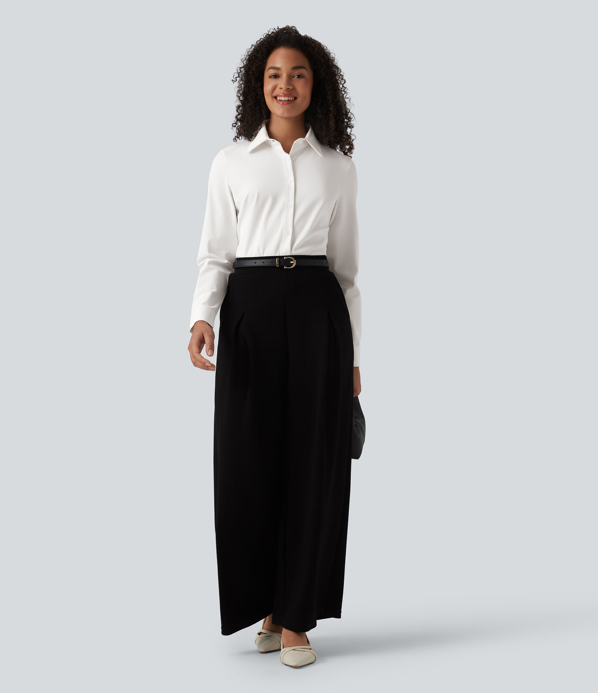 Wrinkle Recovery Collar Long Sleeve Quick Dry Work Shirt — White — view 7