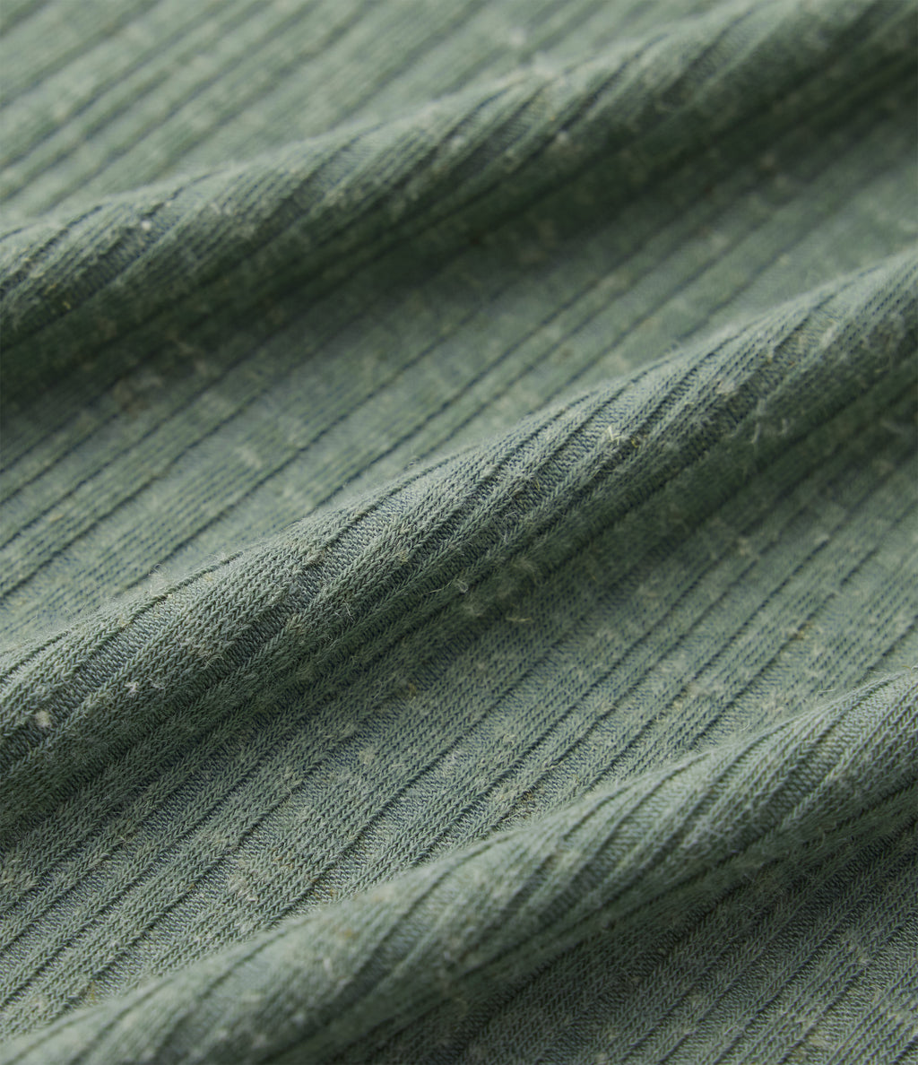 Ribbed Knit Round Neck Sleeveless Flowy Midi Casual Linen-Blend Dress — Sage Green Ribbed — view 6