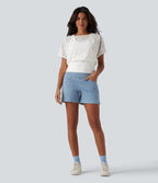 One Shoulder Short Sleeve 2-in-1 Contrast Lace Casual Top — White — view 5