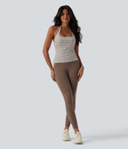 Halter Stripe Yoga Tank Top — Café Mocha — view 5