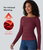 HeatCore Boat Neck Long Sleeve Warming Work Shirt — Cordovan — view 1