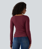 HeatCore Boat Neck Long Sleeve Warming Work Shirt — Cordovan — view 3