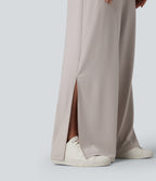 One-shoulder Short Sleeve Split Hem Casual Jumpsuit with Pockets — Ashes of Roses — view 7