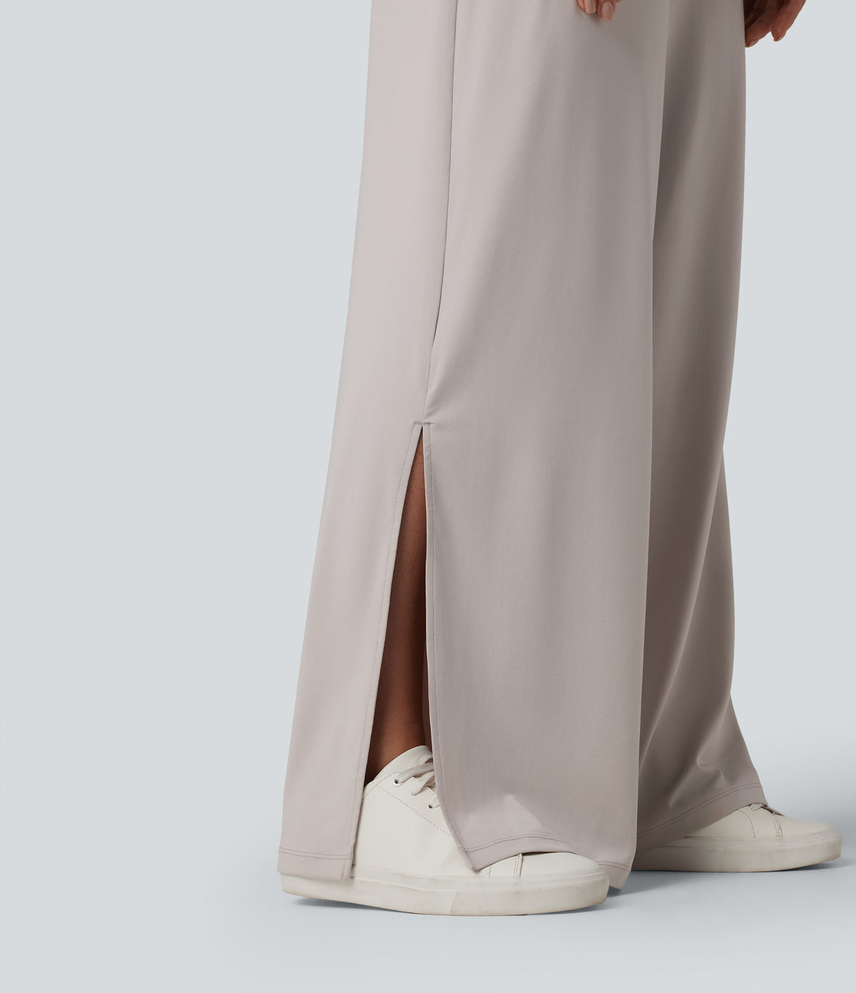One-shoulder Short Sleeve Split Hem Casual Jumpsuit with Pockets — Ashes of Roses — view 7