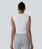 Round Neck Drawstring Hem InstantCool Quick Dry Running Tank Top-UPF50+ — White — view 2