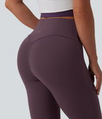High Waisted Tummy Control 7/8 Casual Leggings with Pockets — Dusky Evening purple — view 6