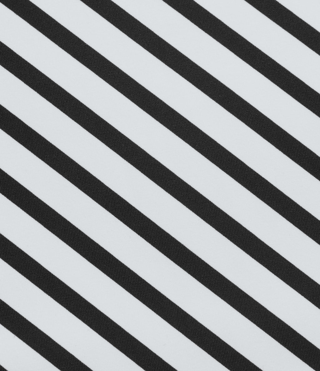Crossover High Waisted Asymmetrical Hem Resort Skirt — Mono Stripe — view 6