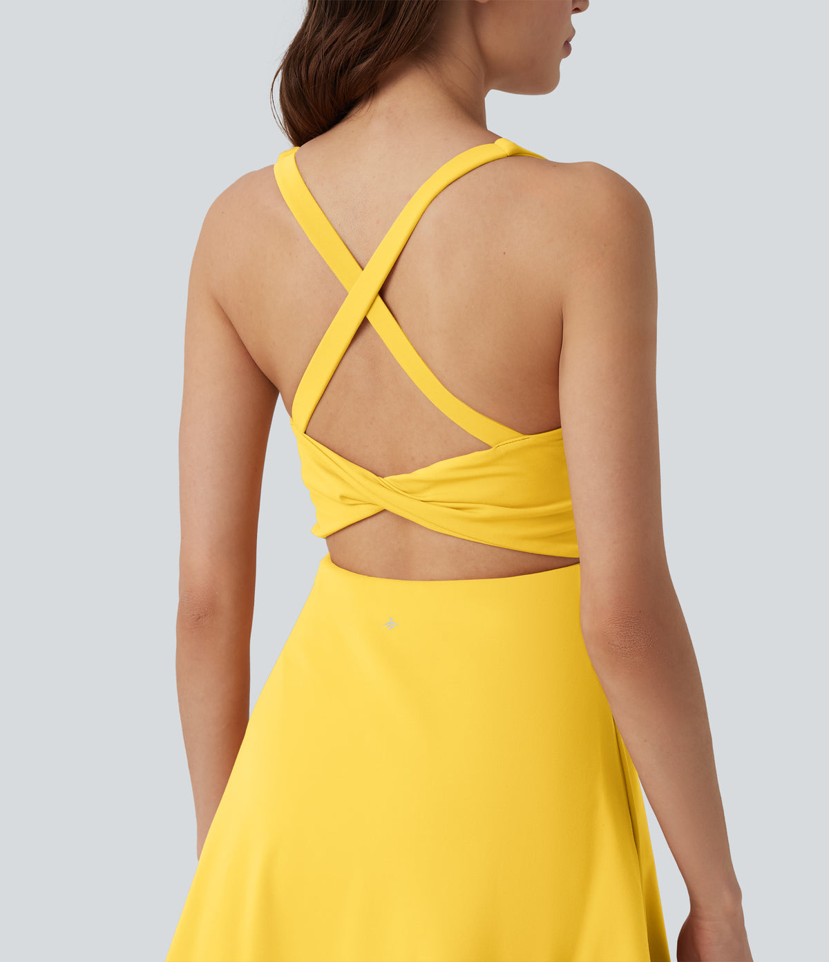 Plush V Neck 2-in-1 Mini Dance Active Dress with Pockets-Edition — Lemon Zest — view 6
