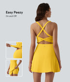 Plush V Neck 2-in-1 Mini Dance Active Dress with Pockets-Edition — Lemon Zest — view 1