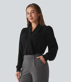 Crossover Long Sleeve Work Bodysuit — Black — view 5