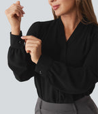 Crossover Long Sleeve Work Bodysuit — Black — view 6