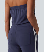 QuickDry Tube Side Stripes Casual Jumpsuit with Pockets — Dawn Purple — view 5
