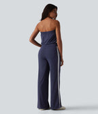 QuickDry Tube Side Stripes Casual Jumpsuit with Pockets — Dawn Purple — view 2