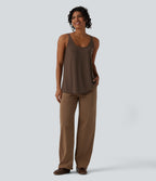 U Neck Relaxed Casual Tank Top — Coffee Bean — view 6